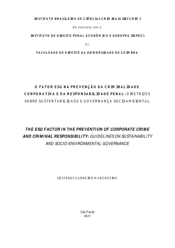 Capa original do estudo acadêmico de Sóstenes Carneiro Marchezine, São Paulo, 2021